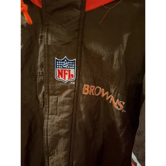 Vintage Starter Cleveland Browns NFL Brown Orange Hooded Jacket XL NFL Pro Line - Picture 3 of 7